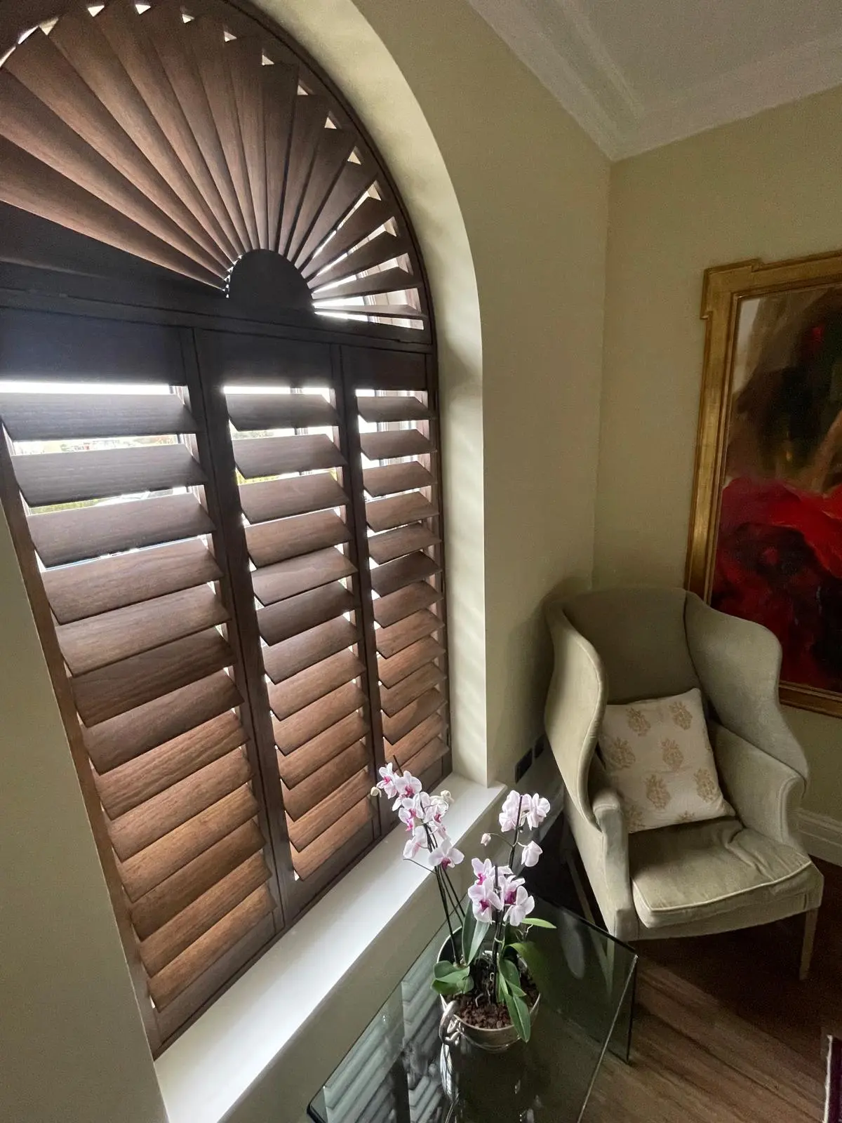 Custom arched window shutters