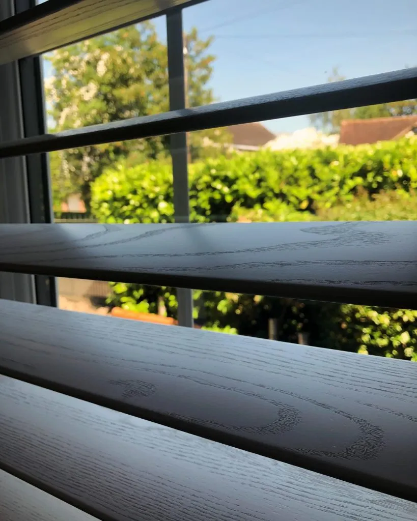 Hardwood shutter craftsmanship close-up